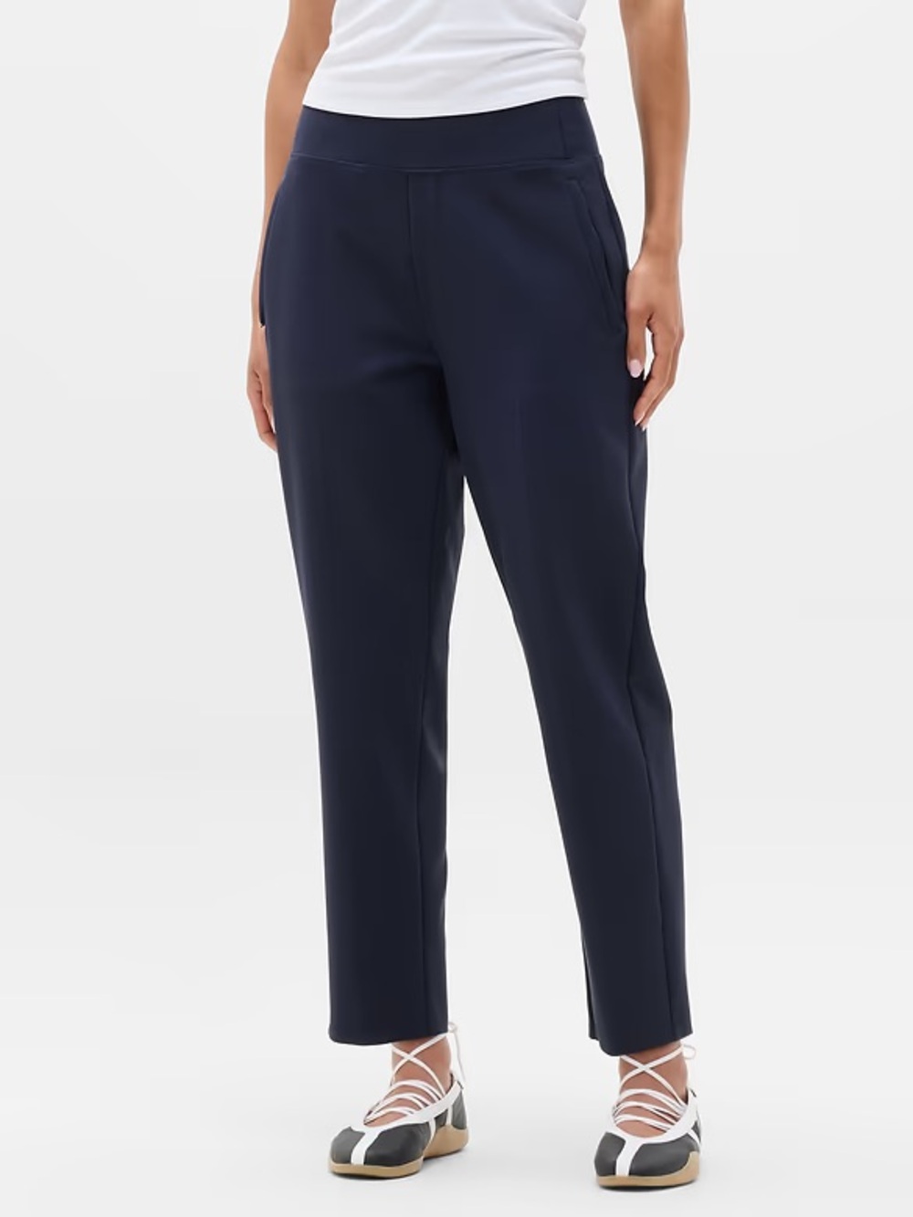 Athleta Endless High Rise Tapered Pant Athletic Pull On Trouser Navy Blue 10